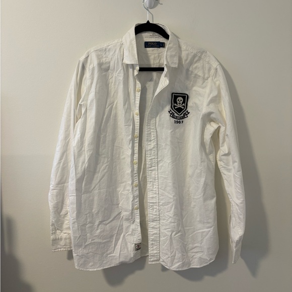 Rare Vintage Polo Ralph Lauren Crossbones Rugby Button Up Large - Picture 2 of 6